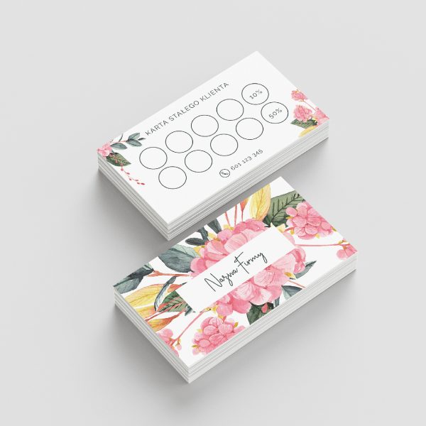 karta stałego klienta Bloom - projekt personalizowany i druk dla firm