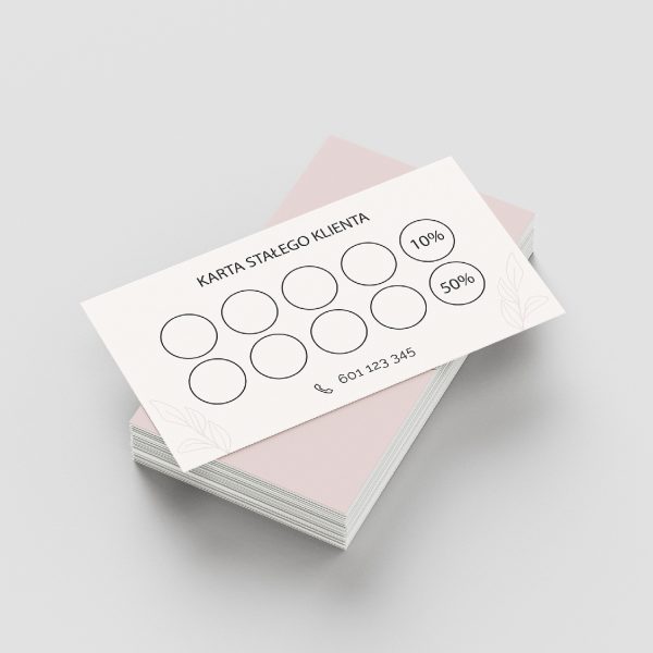karta stałego klienta Delicate- projekt personalizowany i druk dla firm