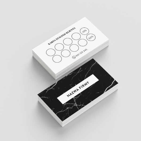 karta stałego klienta Mini B Marble- projekt personalizowany i druk dla firm