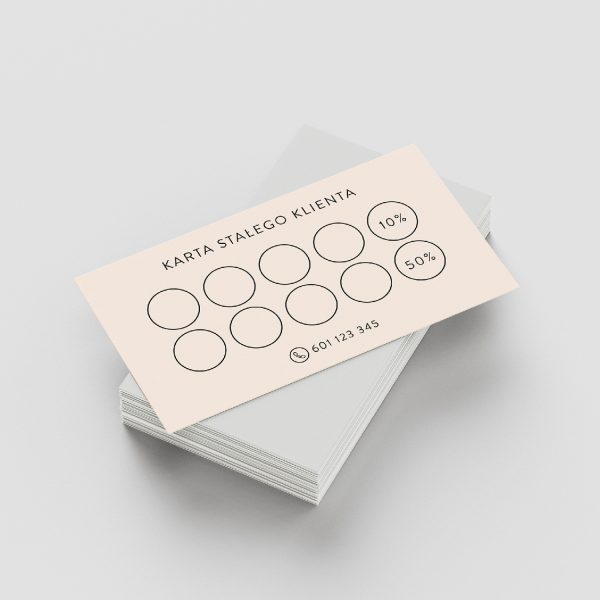 karta stałego klienta Mini Peach - projekt personalizowany i druk dla firm