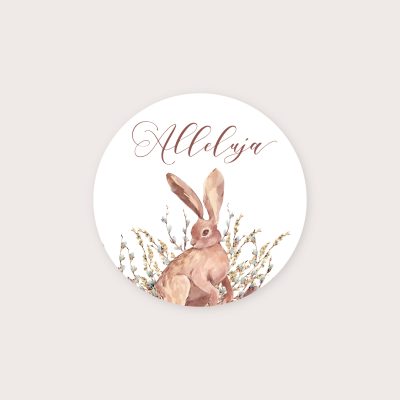 Naklejki na Wielkanoc - Romantic Easter Bunny. Firmowe naklejki świąteczne. Gotowe projekty graficzne i druk w Mini Brand Shop.